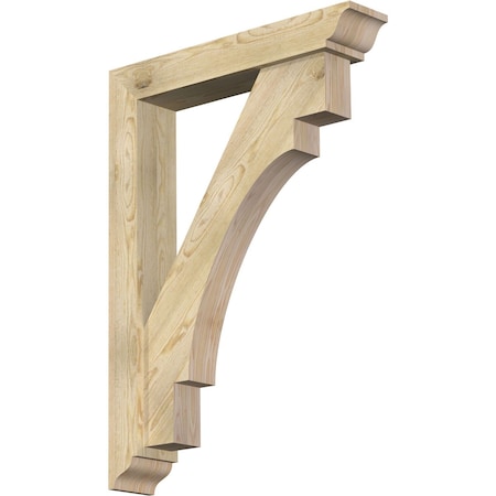 Ekena Millwork Merced Traditional Rough Sawn Bracket w/ Offset Brace, Douglas Fir, 6"W x 32"D x 44"H BKT0604X32X44MRC01RDF